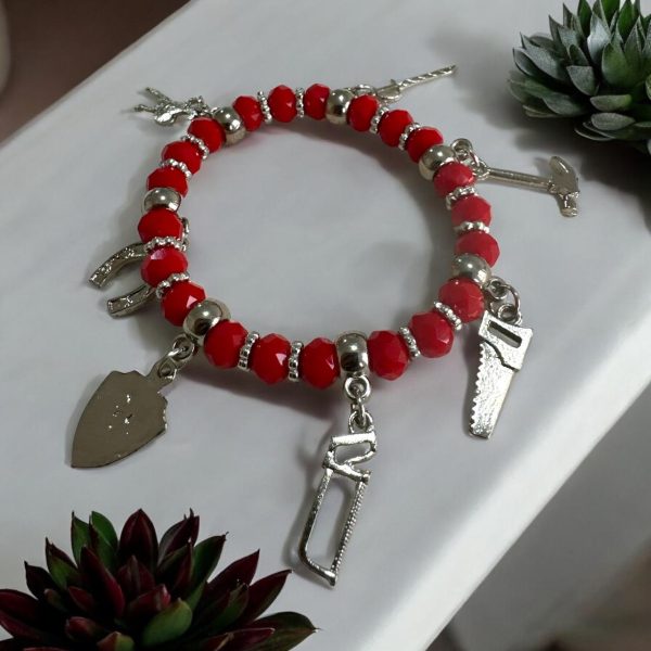 Pulseira Orixás com Pingentes Ogum Vermelho